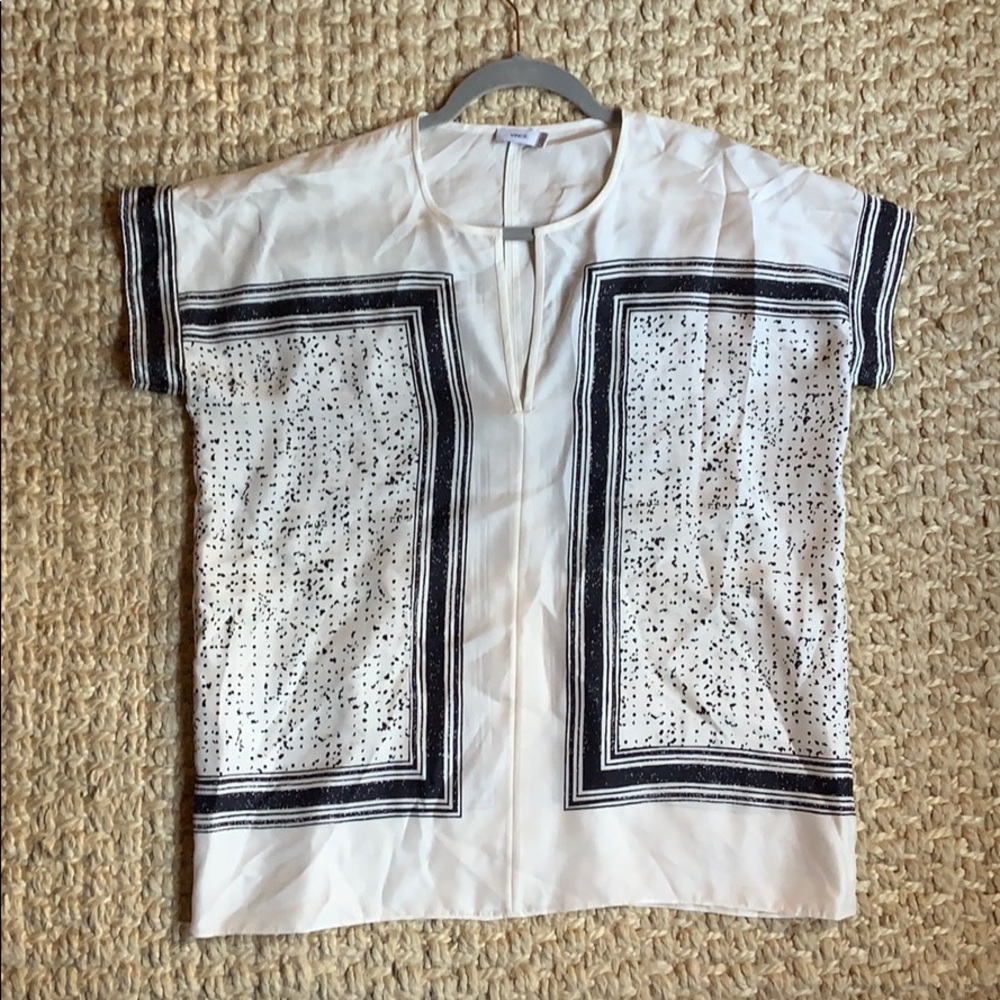 Vince 100% Silk Short Sleeve Blouse Top